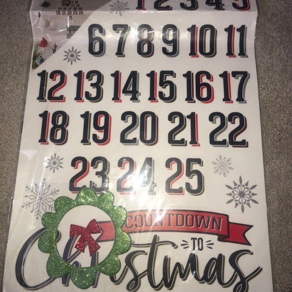 Countdown To Christmas Wall Window Mirror Decals Advent Calendar‎ New - Picture 2 of 12